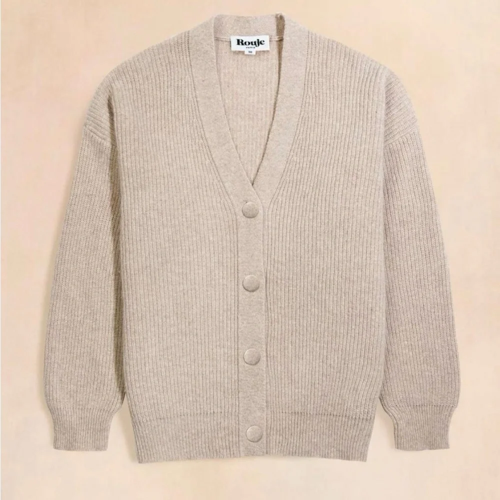 Rouje Beige Cassiopee Cardigan, size FR 40 - Picture 4 of 11